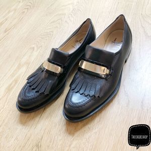 Amalfi Italian Black Leather Fringe Loafers, 7